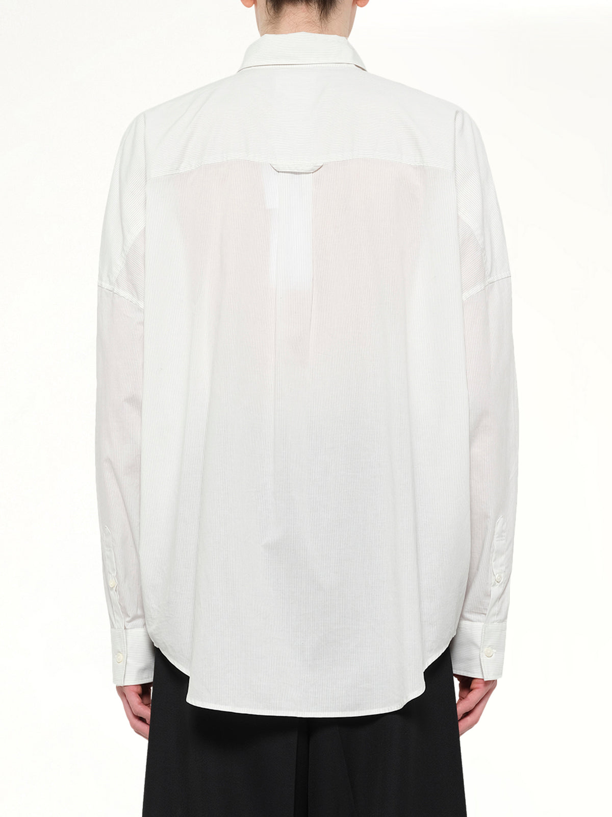 Trompe L’Oeil Tie Embroidery Shirt in White/Black