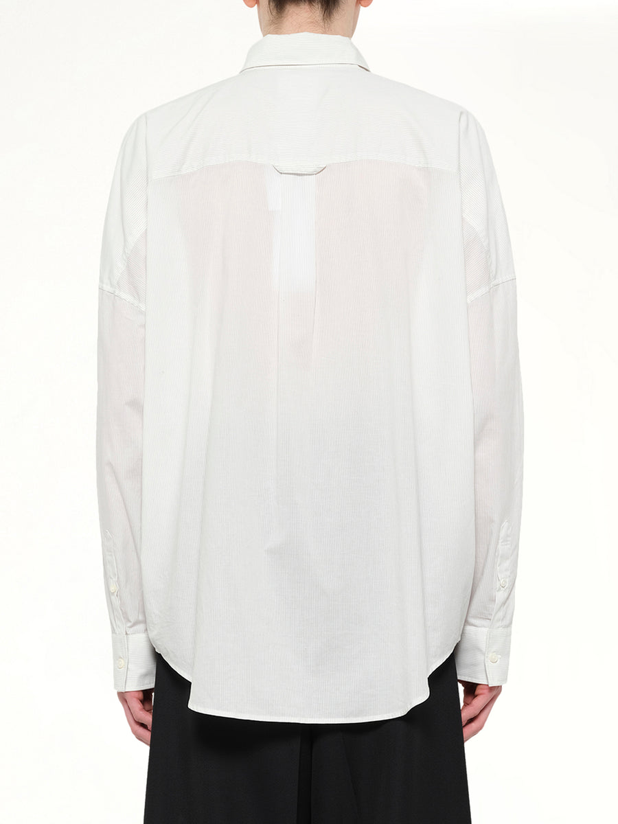 Trompe L’Oeil Tie Embroidery Shirt in White/Black