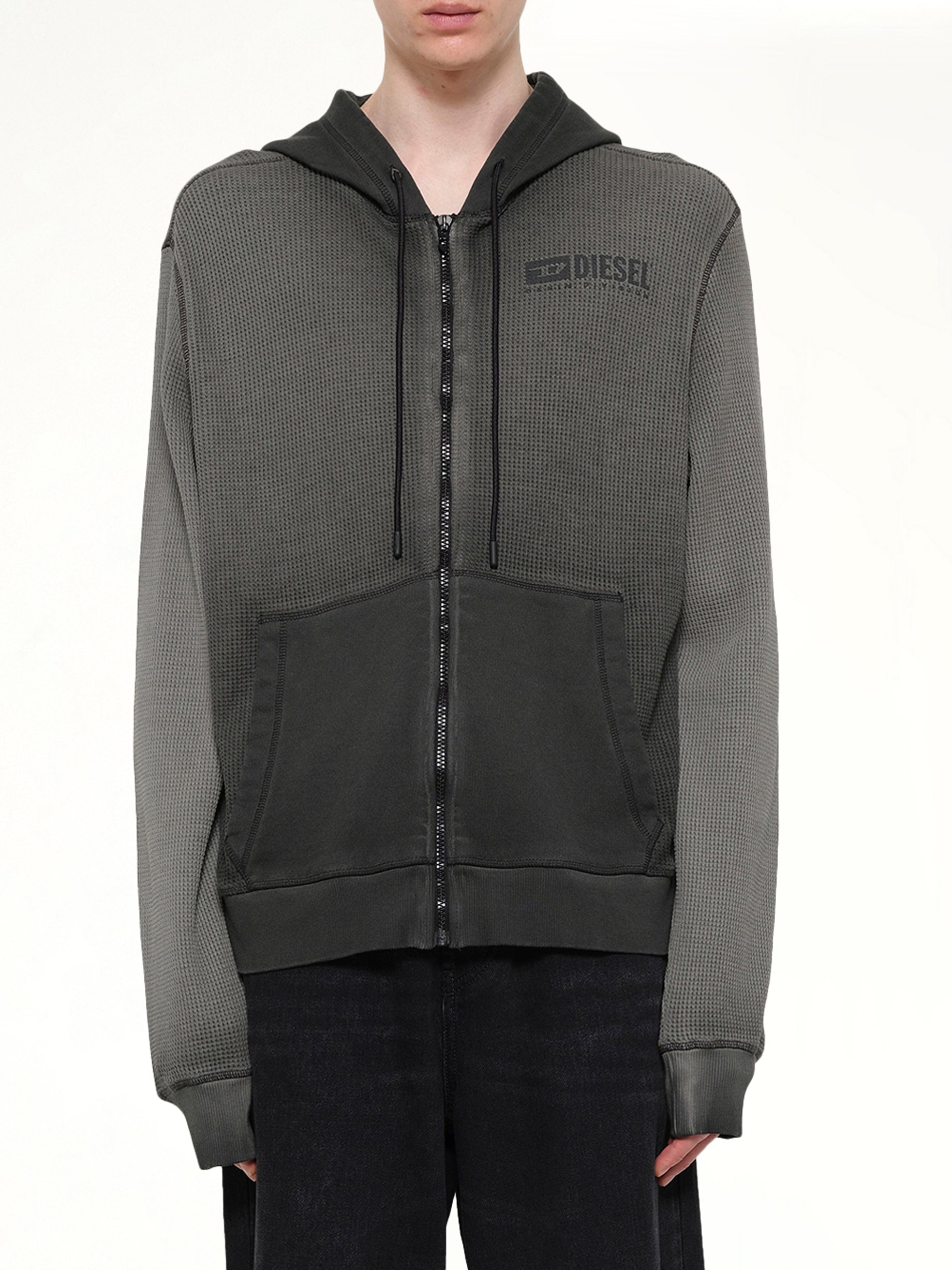 S-WAFY-HOOD-ZIP Hoodie in Washed Black