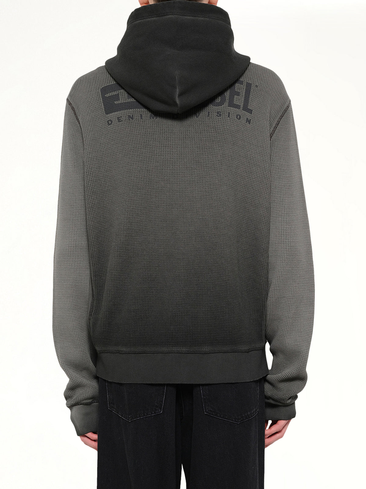 S-WAFY-HOOD-ZIP Hoodie in Washed Black