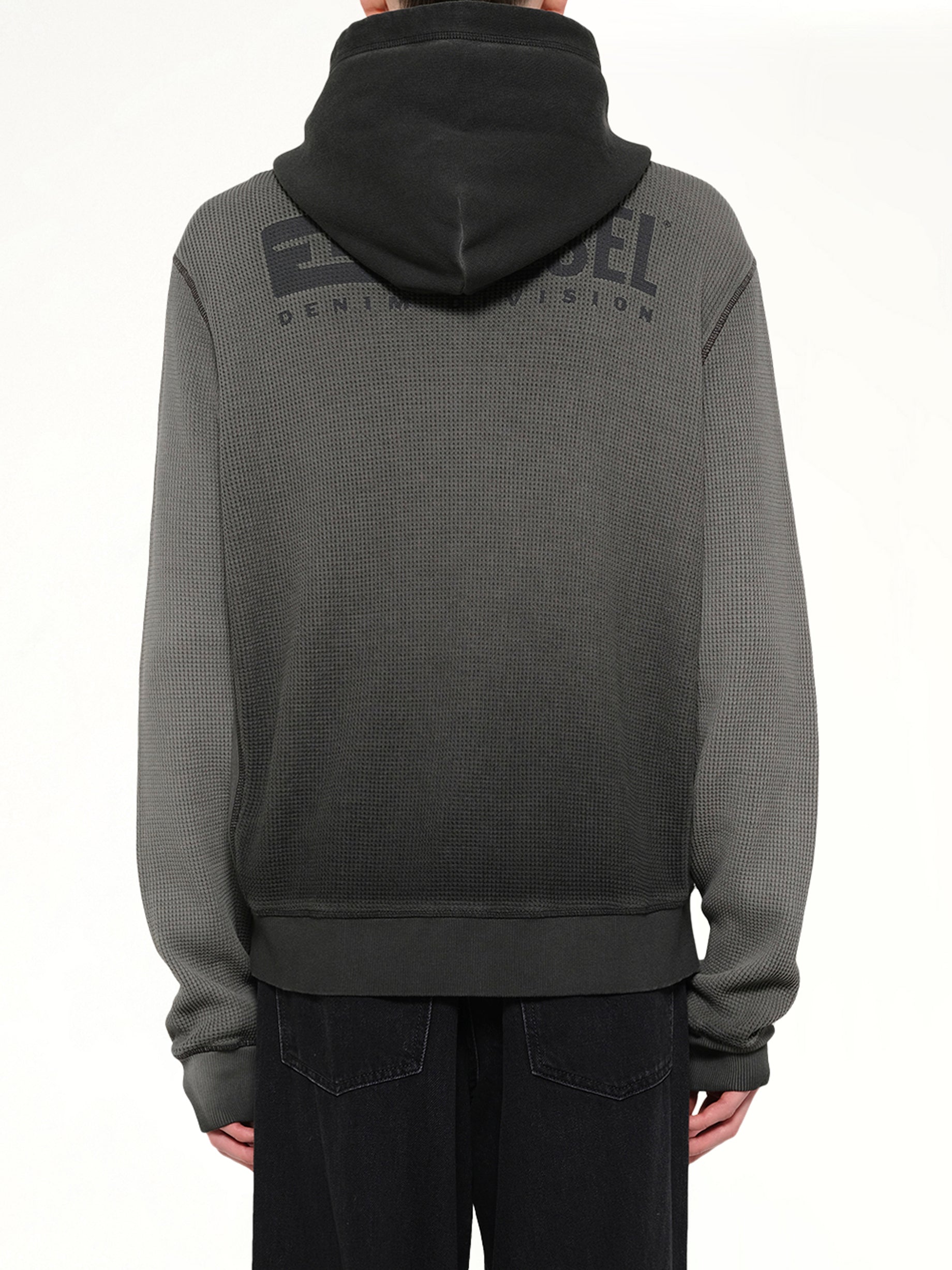 S-WAFY-HOOD-ZIP Hoodie in Washed Black