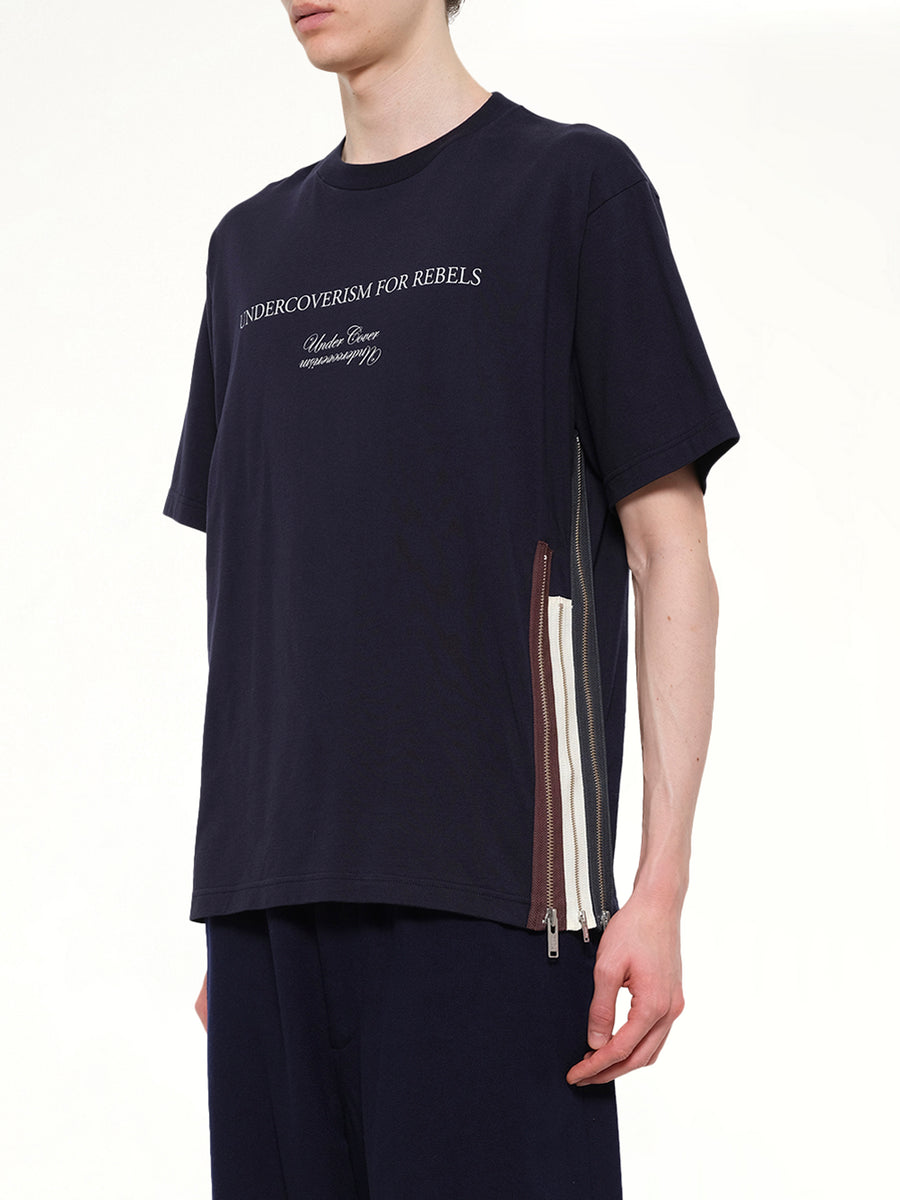 Side Zipper T-Shirt in Black