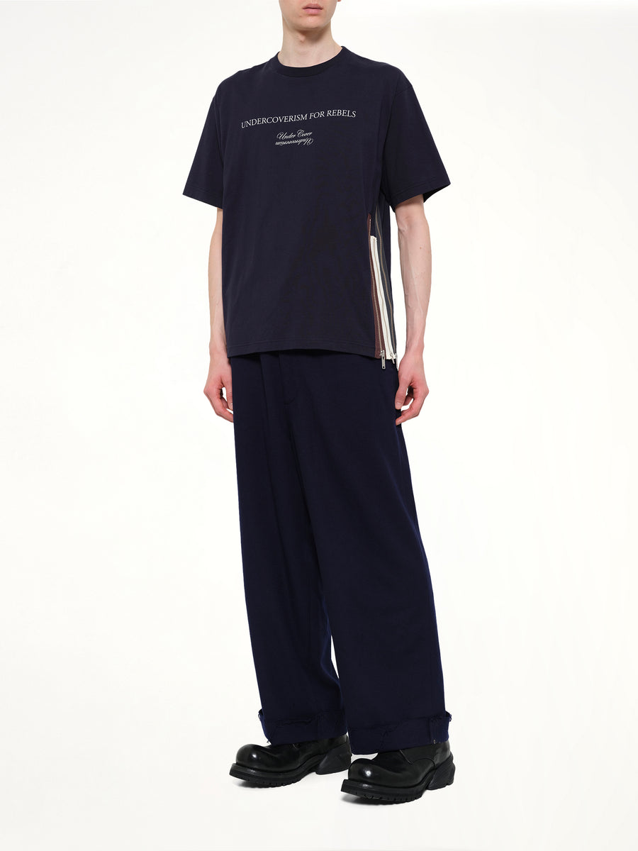 Side Zipper T-Shirt in Black