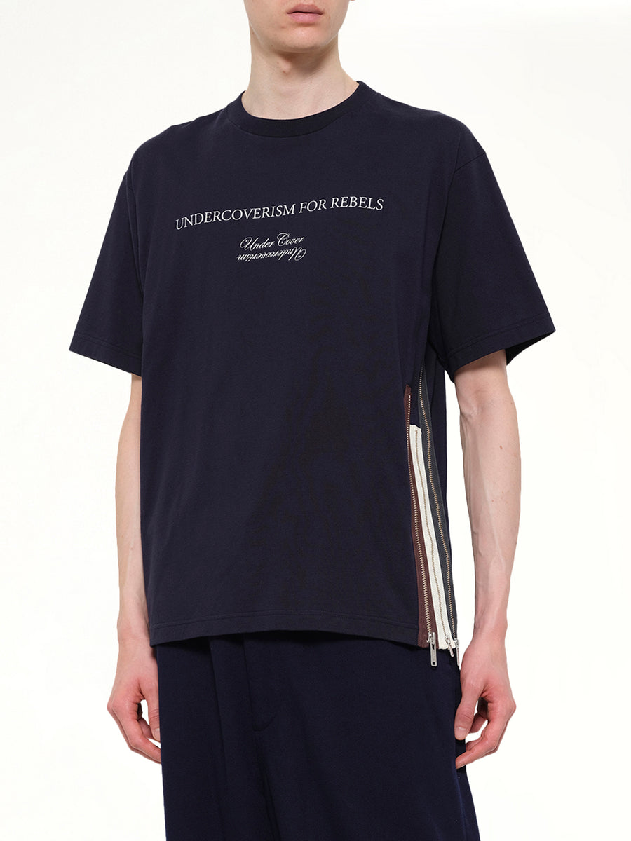 Side Zipper T-Shirt in Black