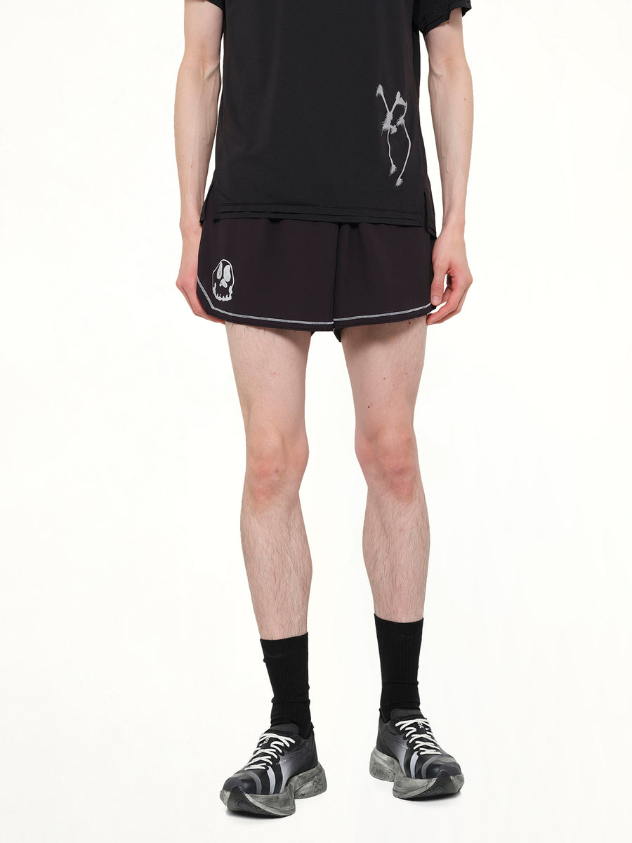 Skull Graphic Run Shorts in Black