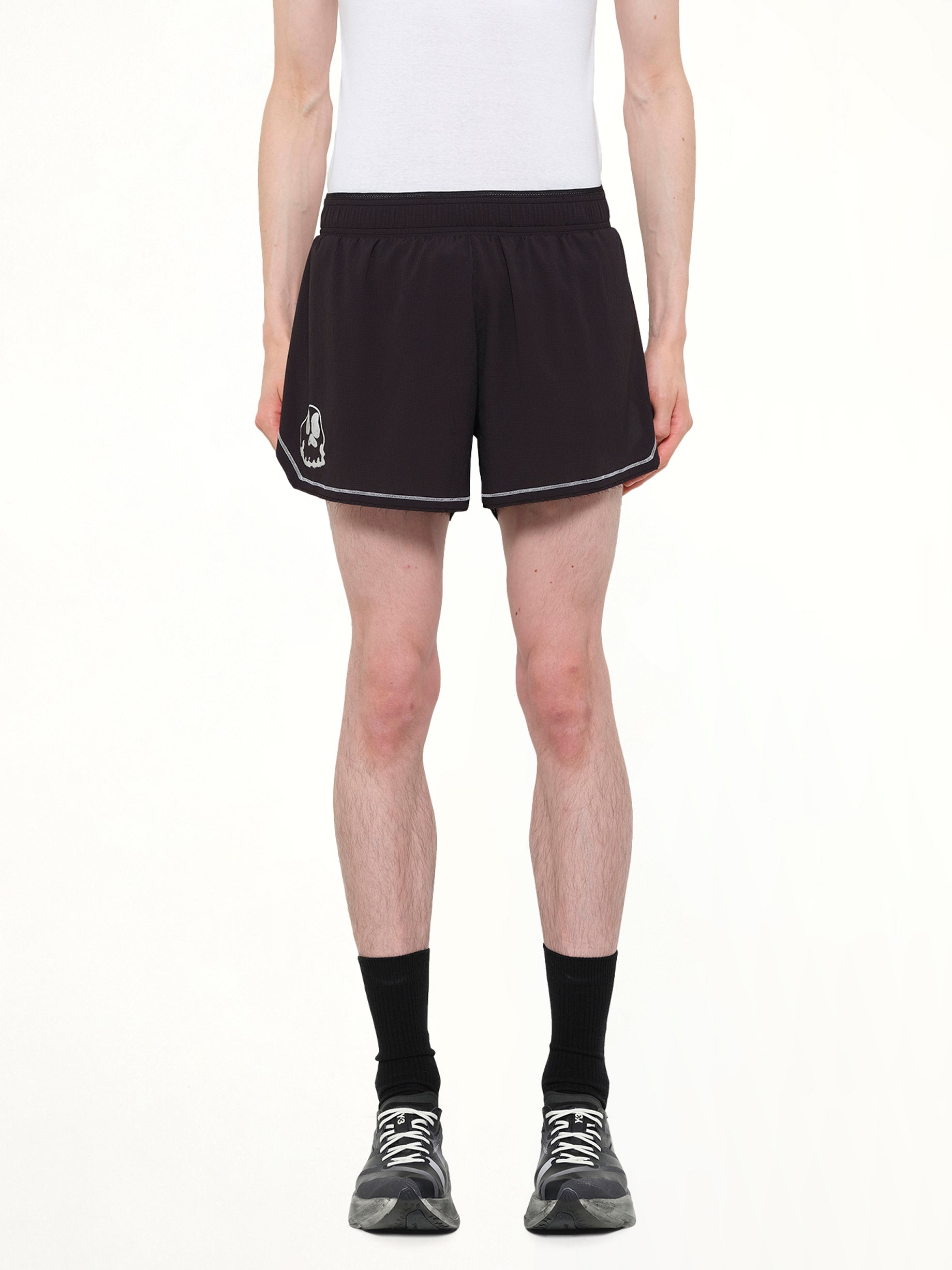 Skull Graphic Run Shorts in Black
