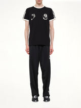 Skull Graphic 3 Stripe T-Shirt in Black