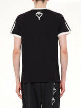 Skull Graphic 3 Stripe T-Shirt in Black