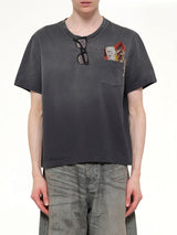 Trompe L’Oeil Embroidery T-Shirt in Black