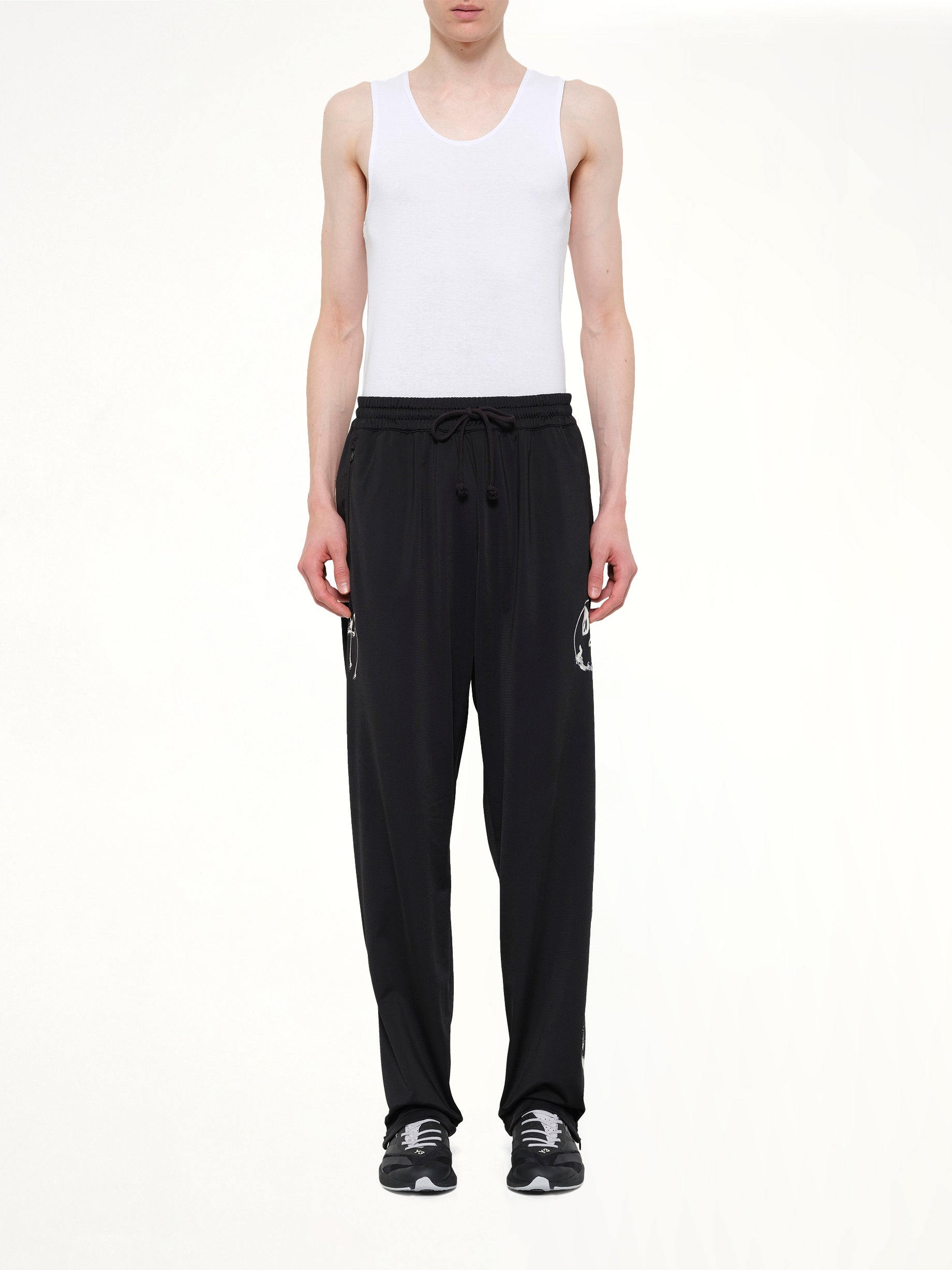 Skull Graphic 3 Stripe Pants in Black