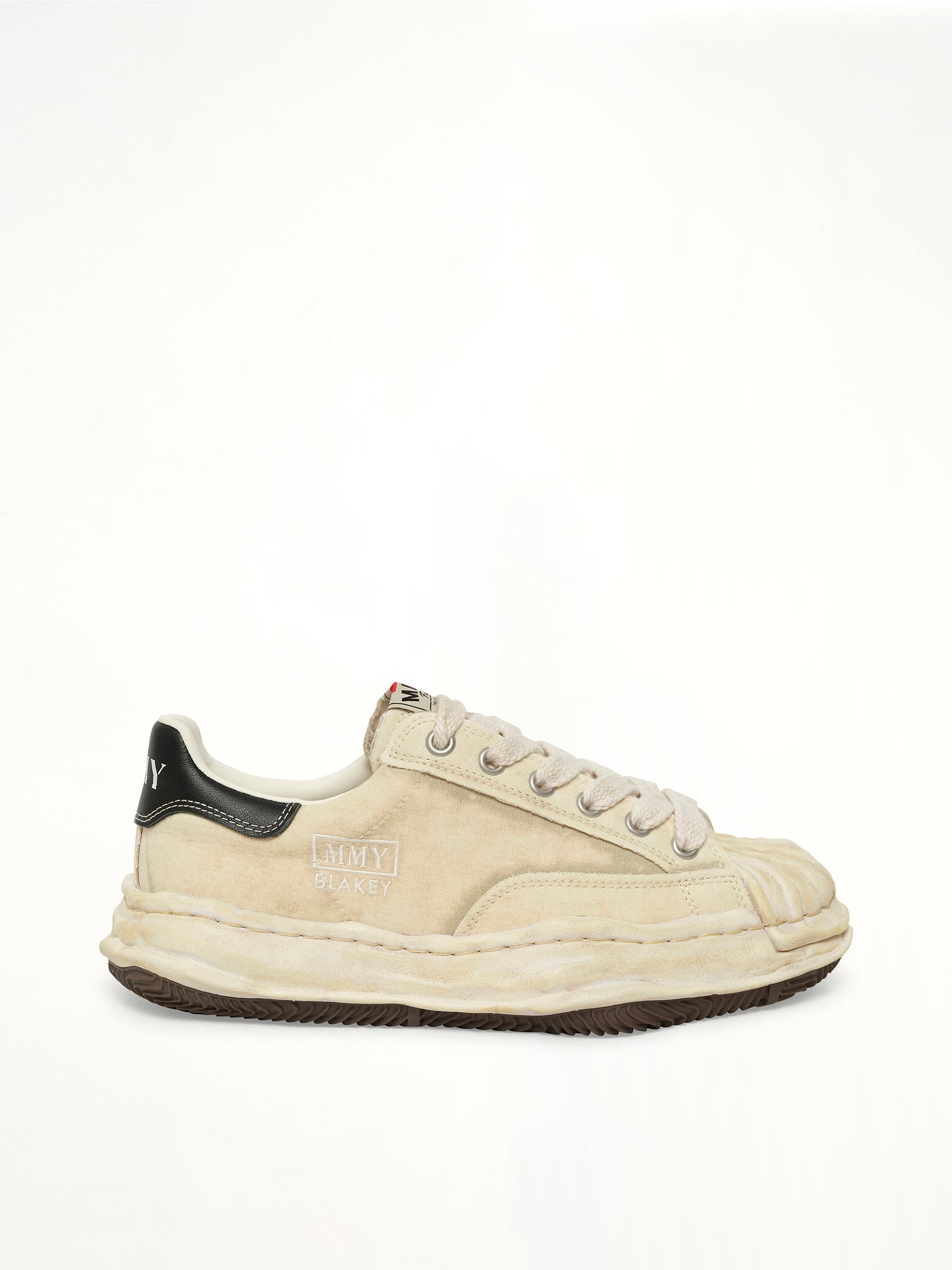 Blakey Bleached Canvas Low Top Sneakers in White