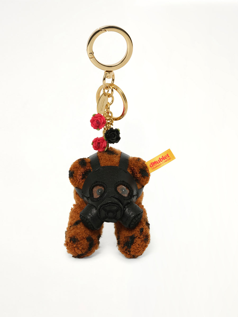 Gas Mask Bear Keyring in Gold