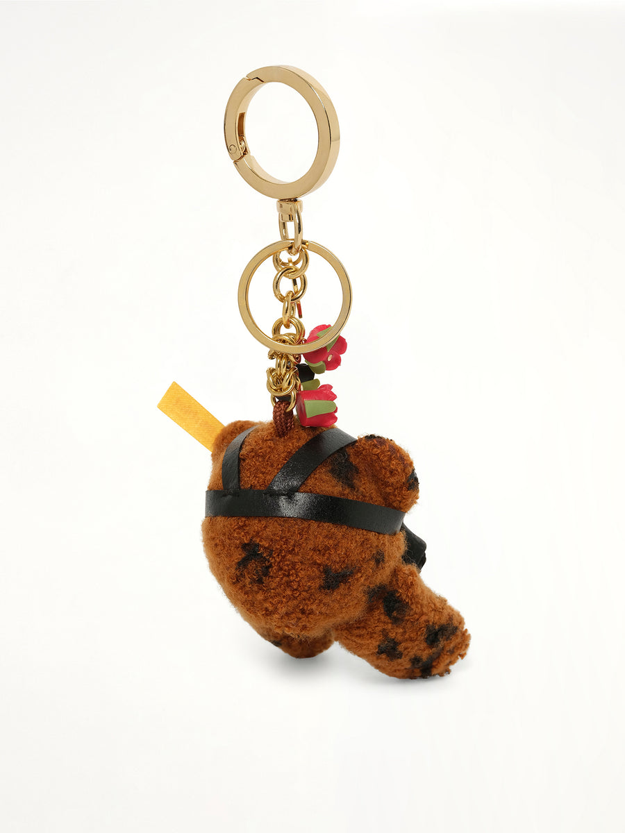 Gas Mask Bear Keyring in Gold