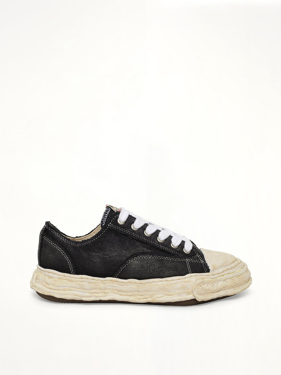 Peterson23 Bleached Canvas Low Top Sneakers in Black