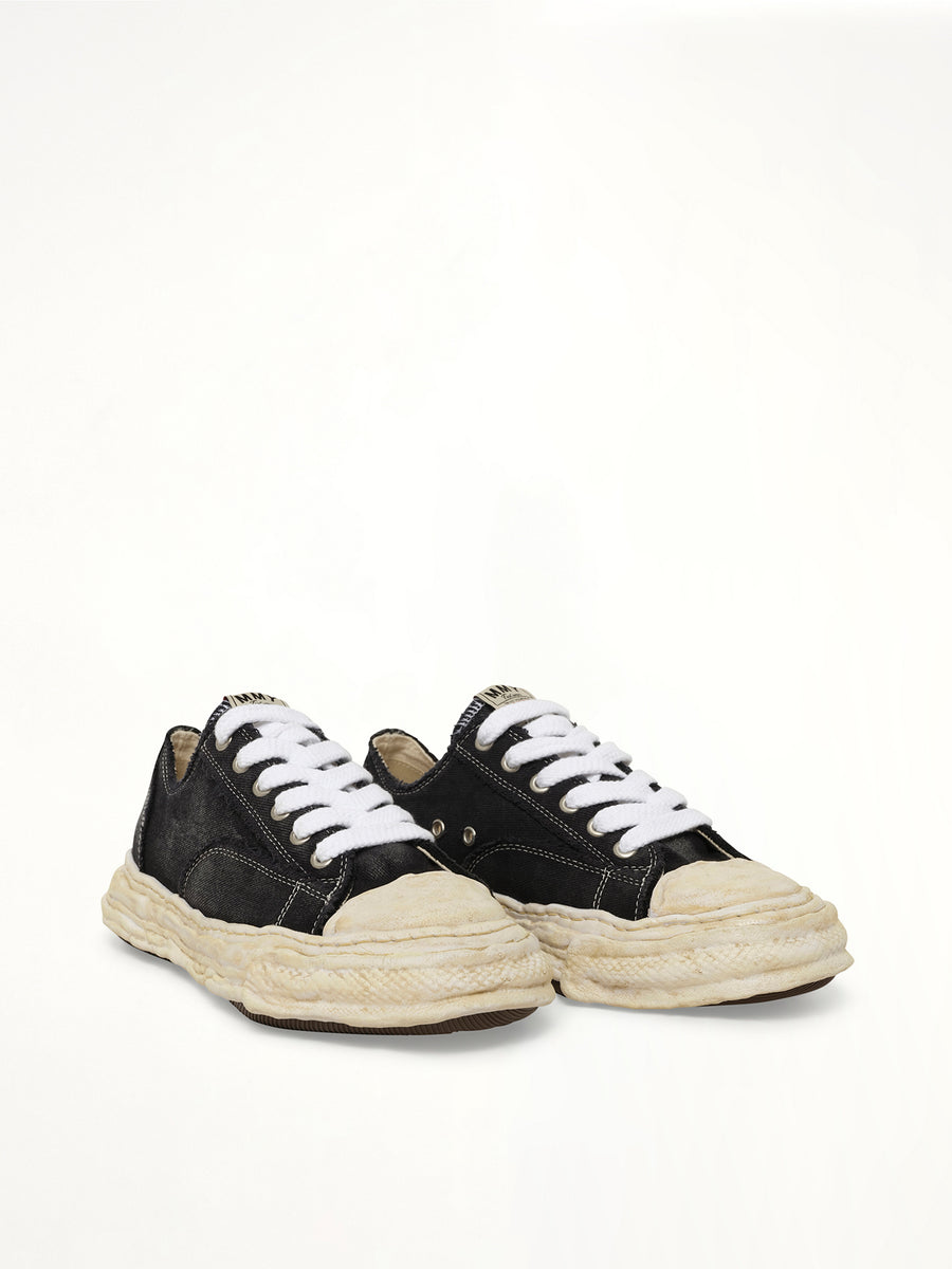 Peterson23 Bleached Canvas Low Top Sneakers in Black
