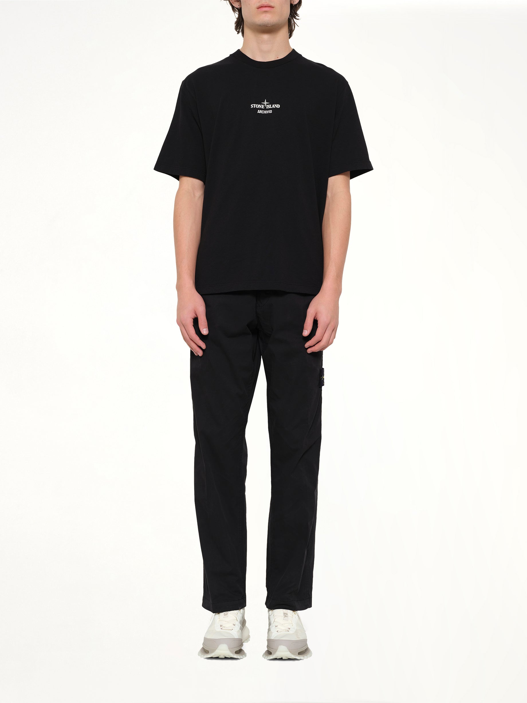 STONE ISLAND 2100023 SS T-Shirt in Black Model View from MARAIS