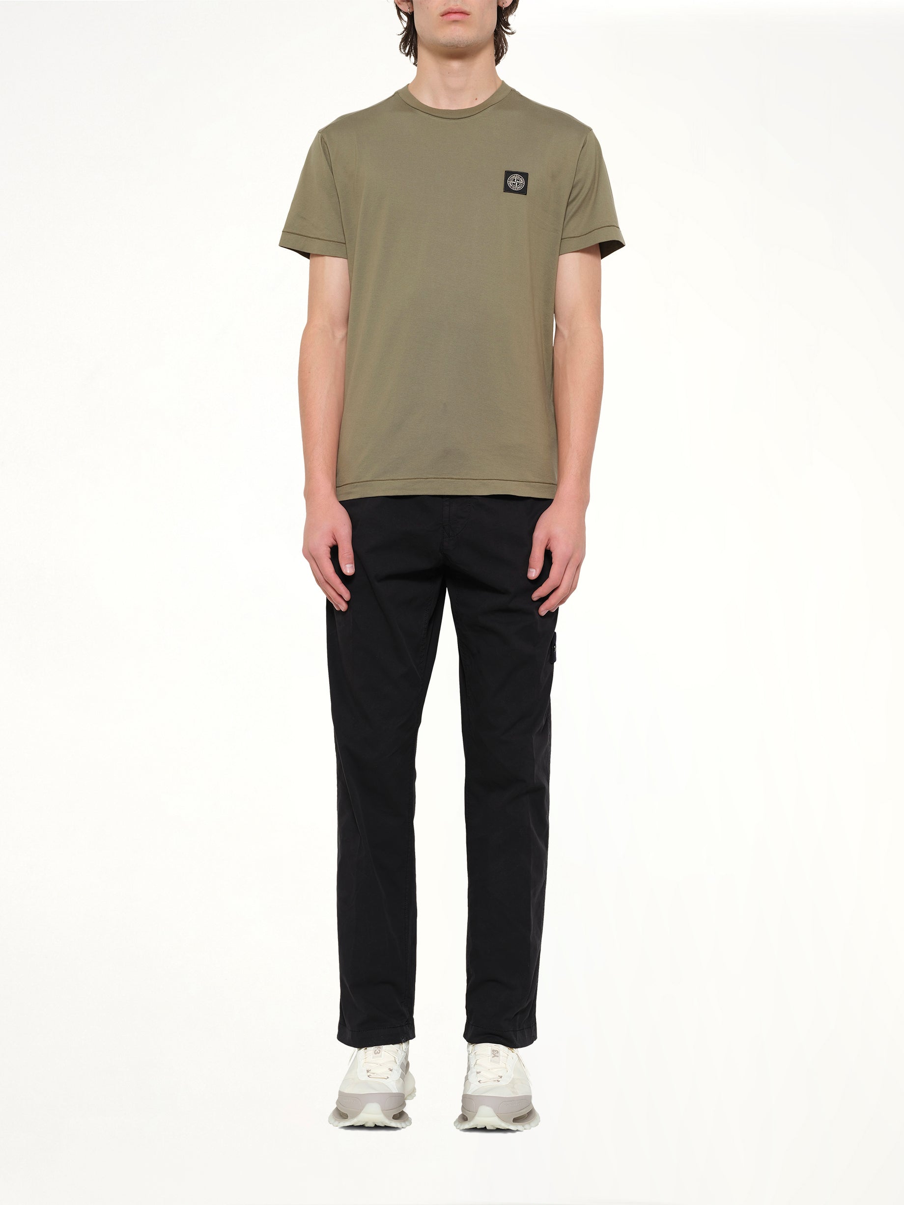 STONE ISLAND 2100027 SS T-Shirt in Military Green Model View from MARAIS