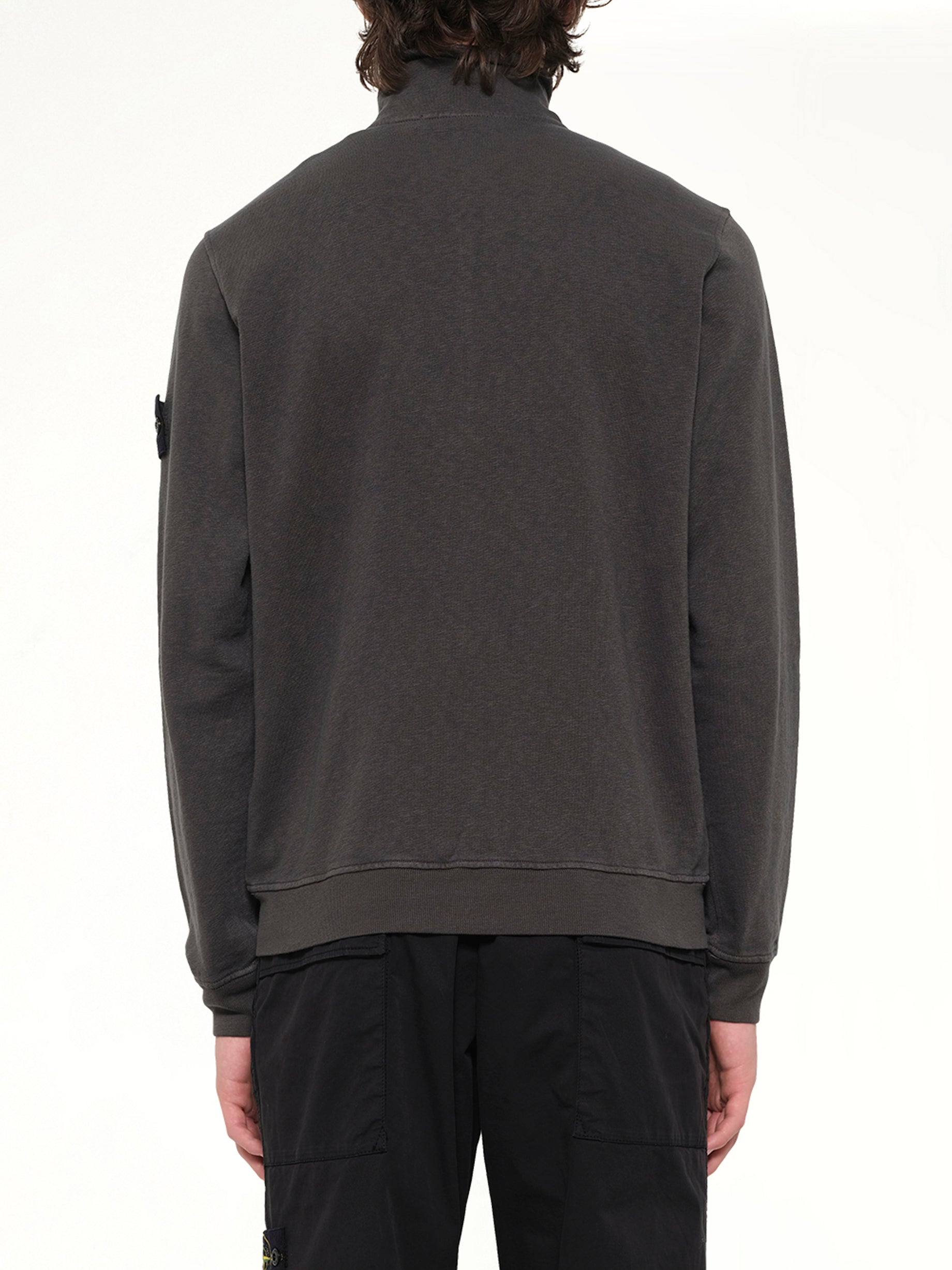 STONE ISLAND 6100033 Zip Up Cardigan in Charcoal Back View from MARAIS