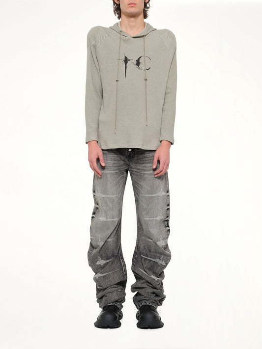 Bulk Shoulder Waffle Hoodie in Khaki
