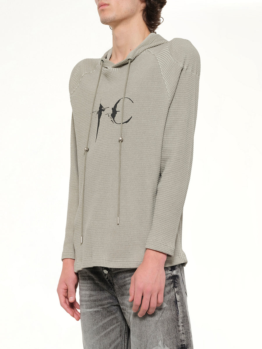Bulk Shoulder Waffle Hoodie in Khaki