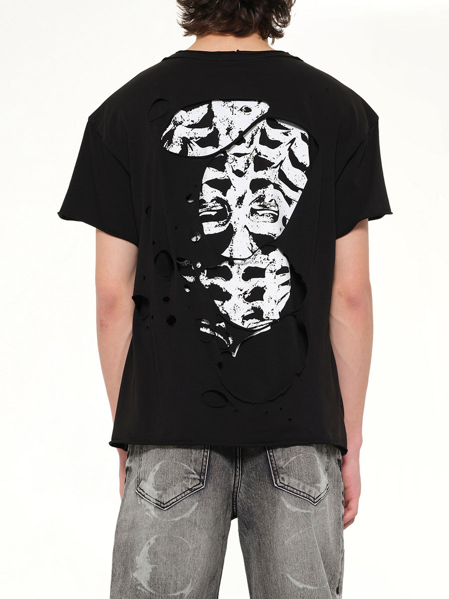 Dead Inside Double Layer T-Shirt in Black