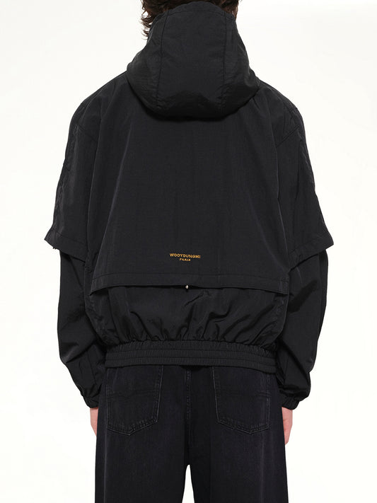 Detachable Sleeve Windbreaker in Black