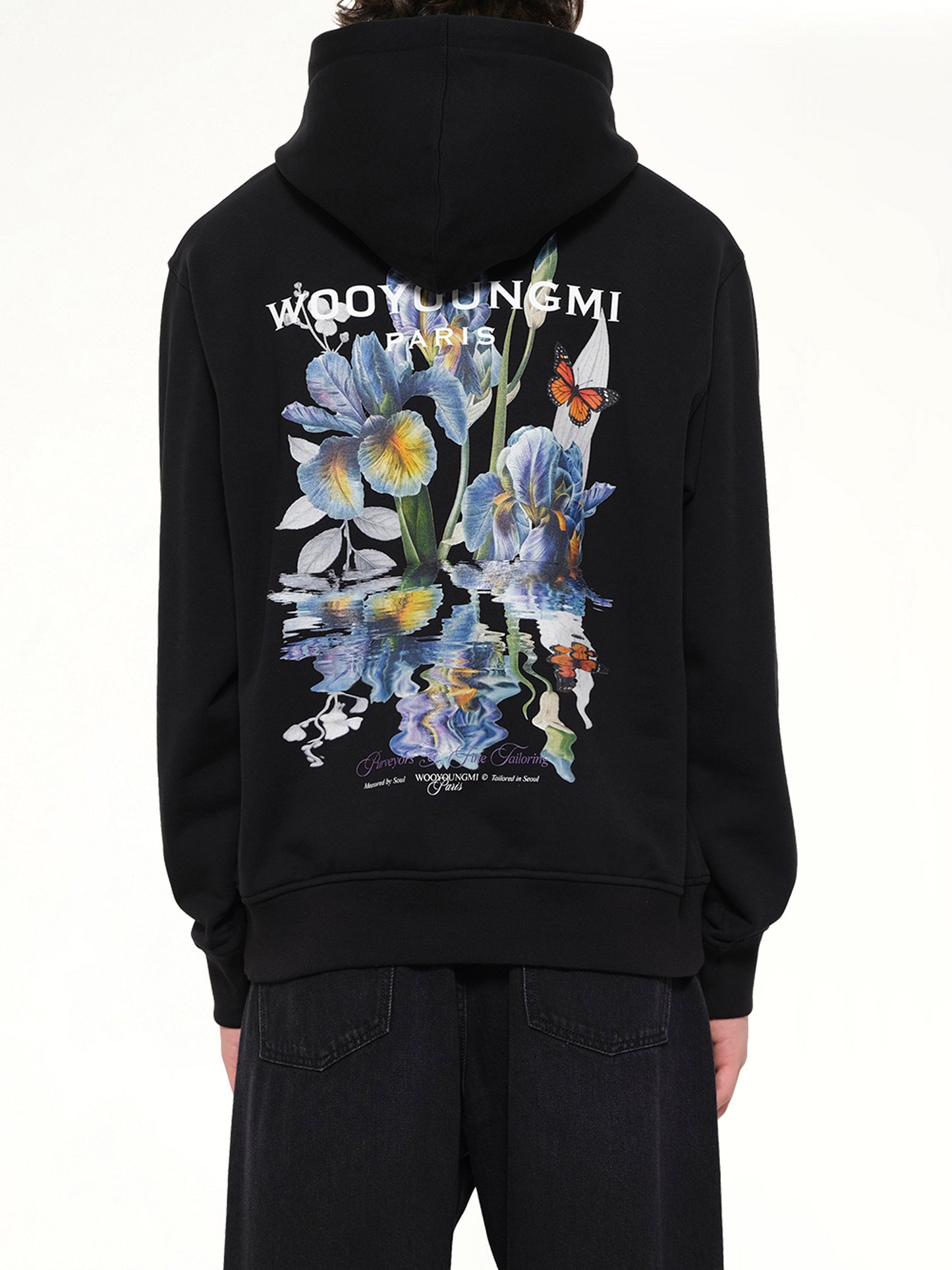 Flower Back Print Hoodie in Black
