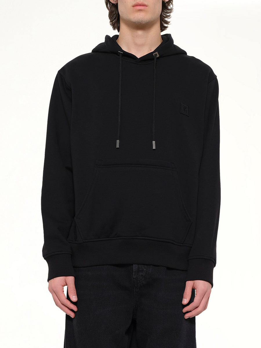Flower Back Print Hoodie in Black