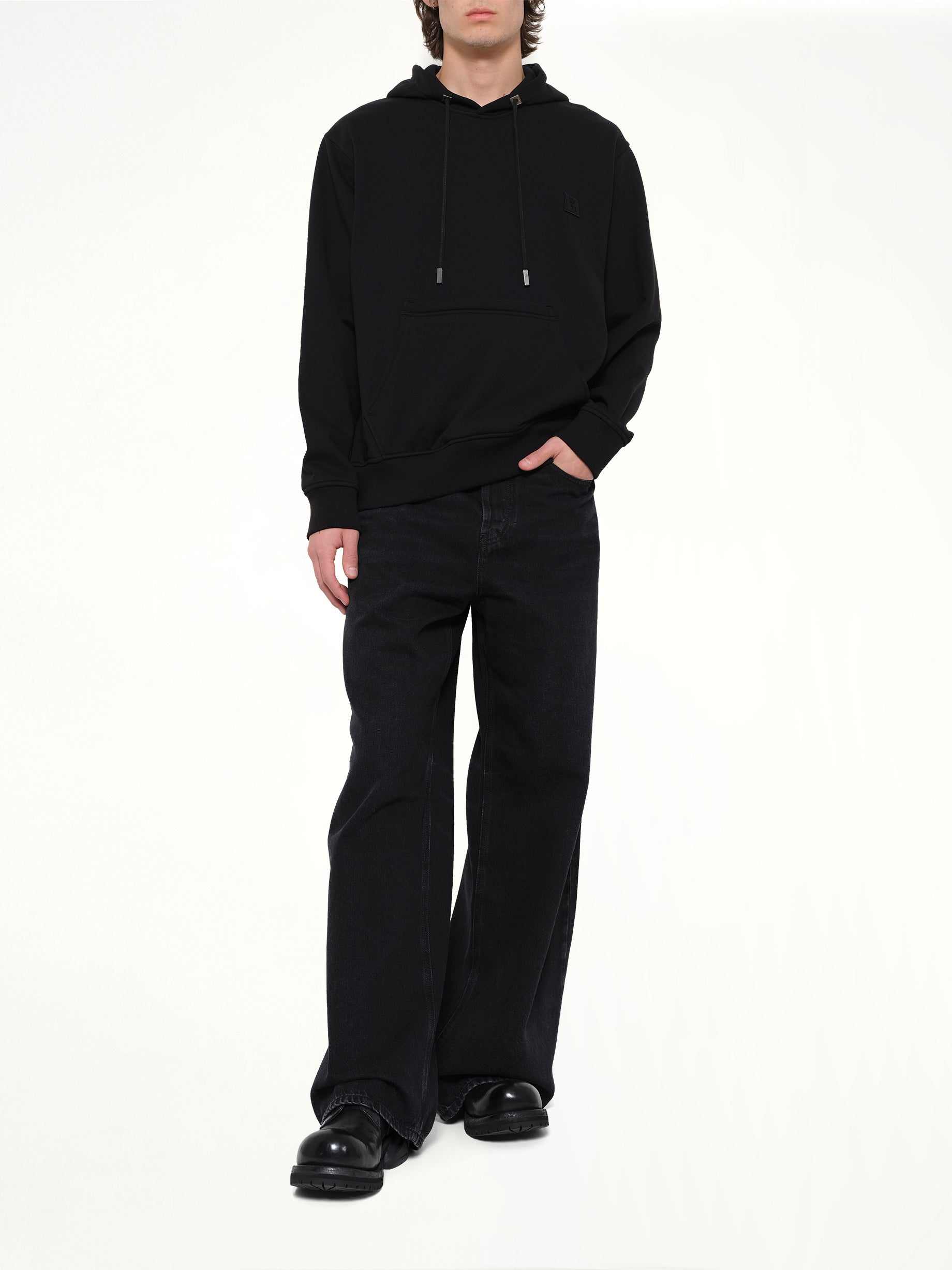 WOOYOUNGMI Flower Back Print Hoodie in Black Full Reference from MARAIS