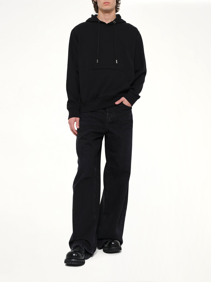 Flower Back Print Hoodie in Black