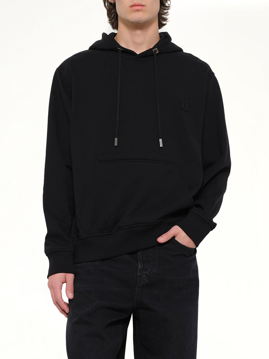 Flower Back Print Hoodie in Black