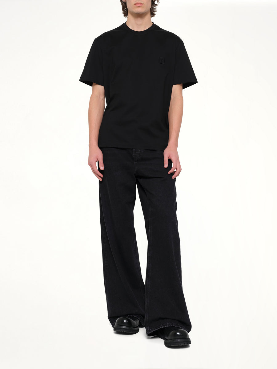 Flower Back Print T-Shirt in Black