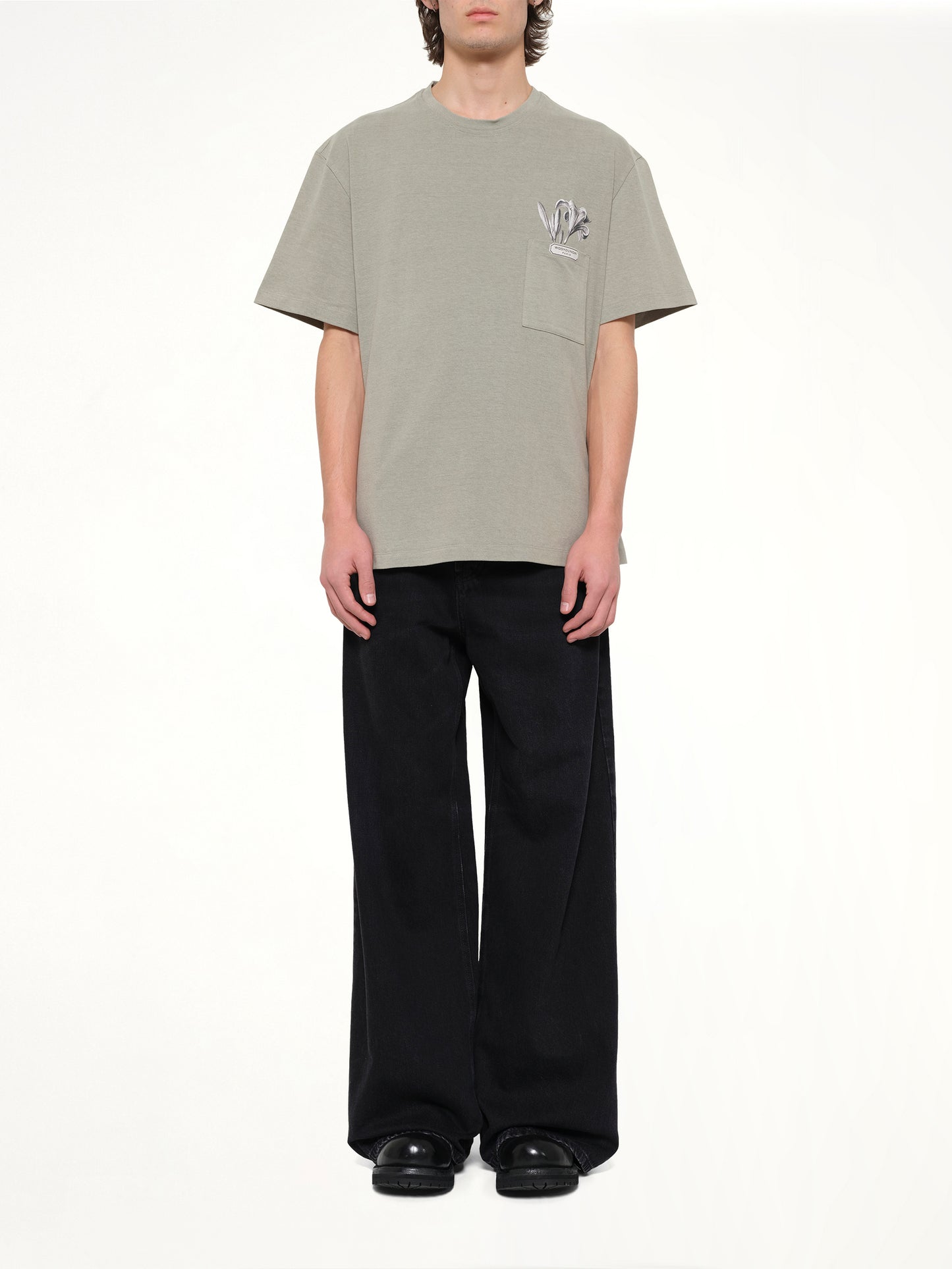 Flower Print T-Shirt in Khaki