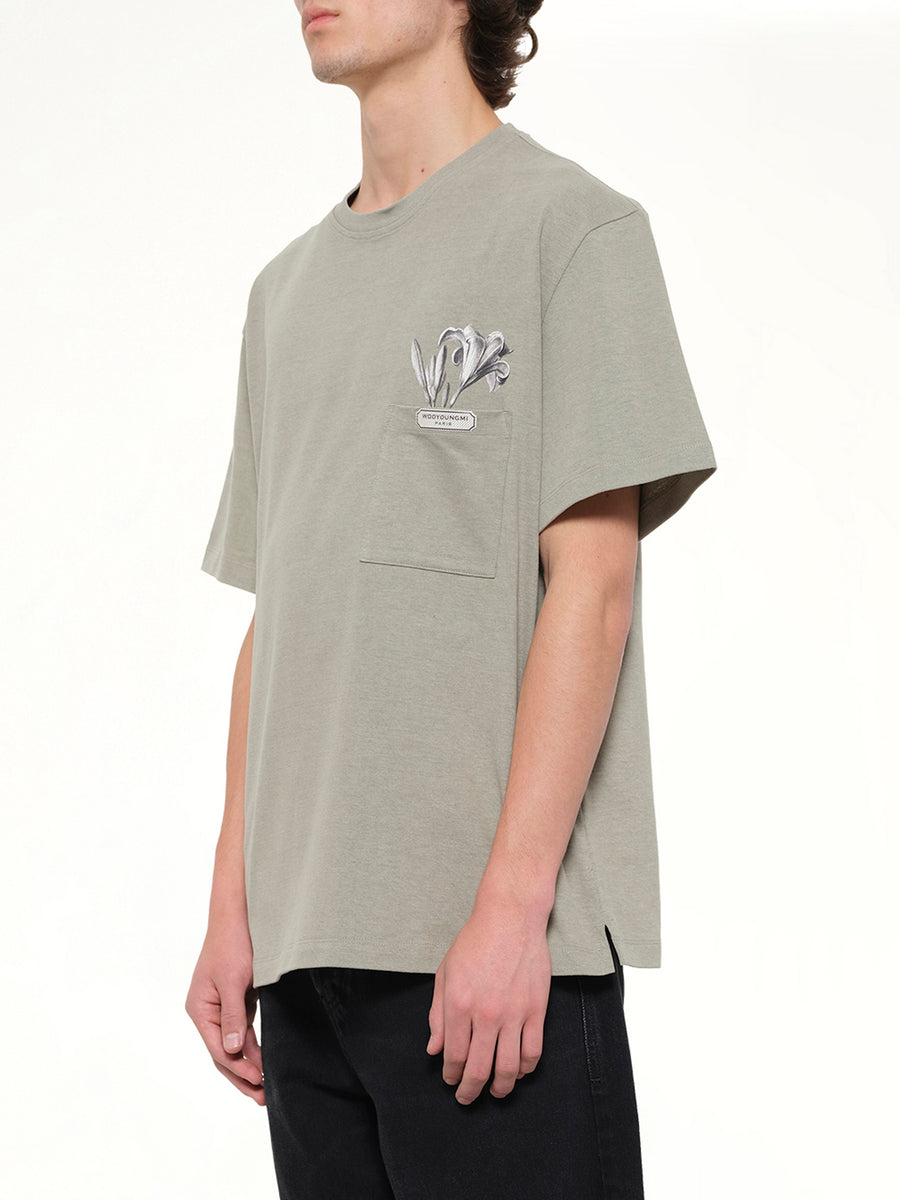 Flower Print T-Shirt in Khaki