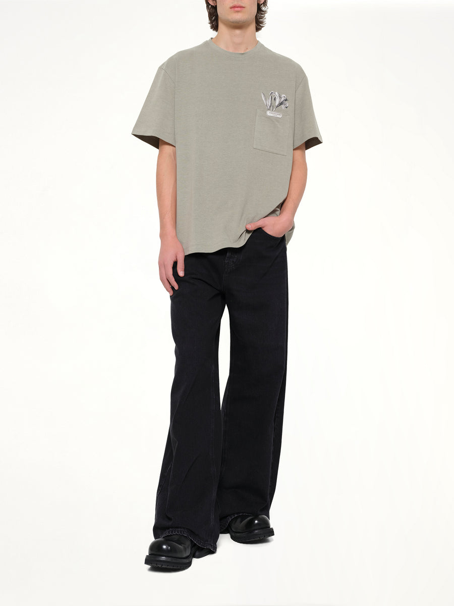 Flower Print T-Shirt in Khaki