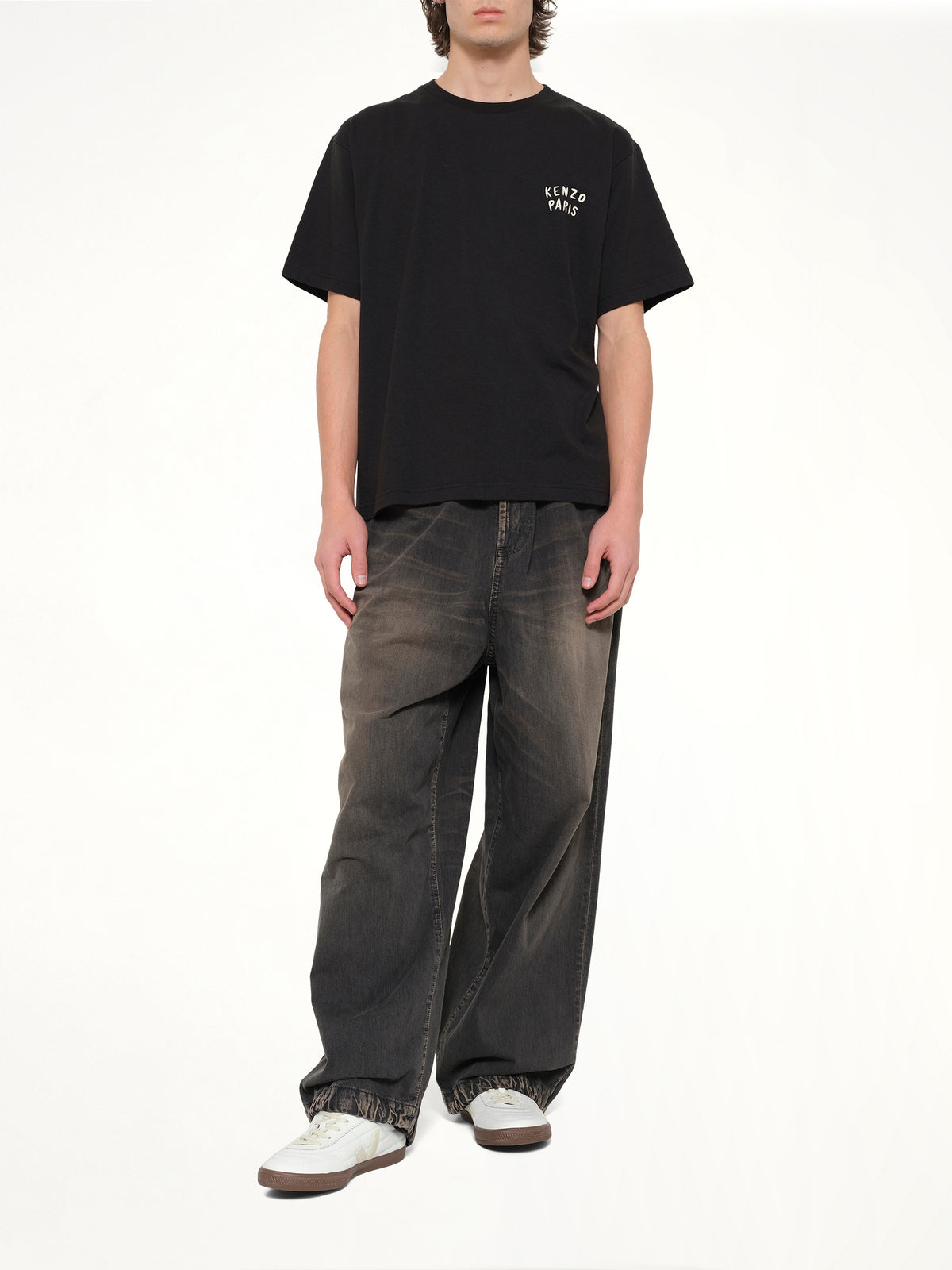 ブラックのゴッツケンゾーボケハートオーバーサイズTシャツ