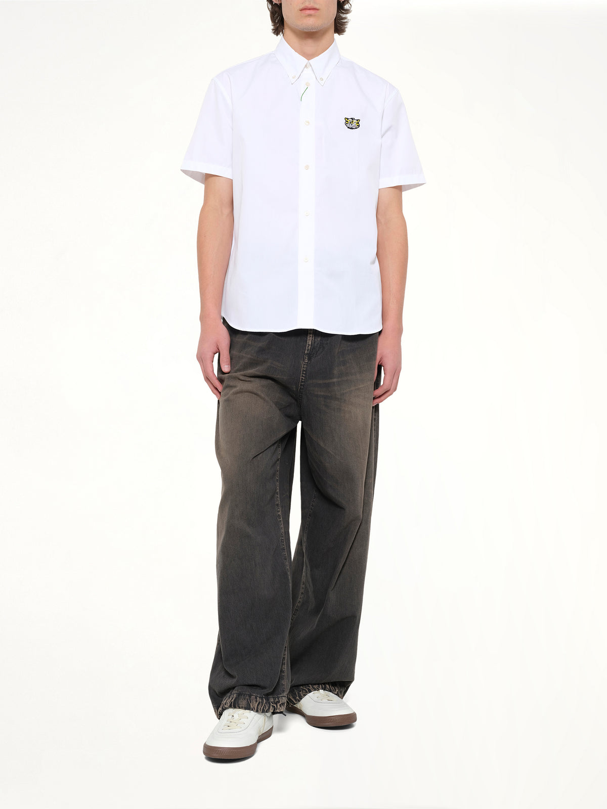 Kenzo Wild Tiger Crest Short Sleeve Shirt in White
