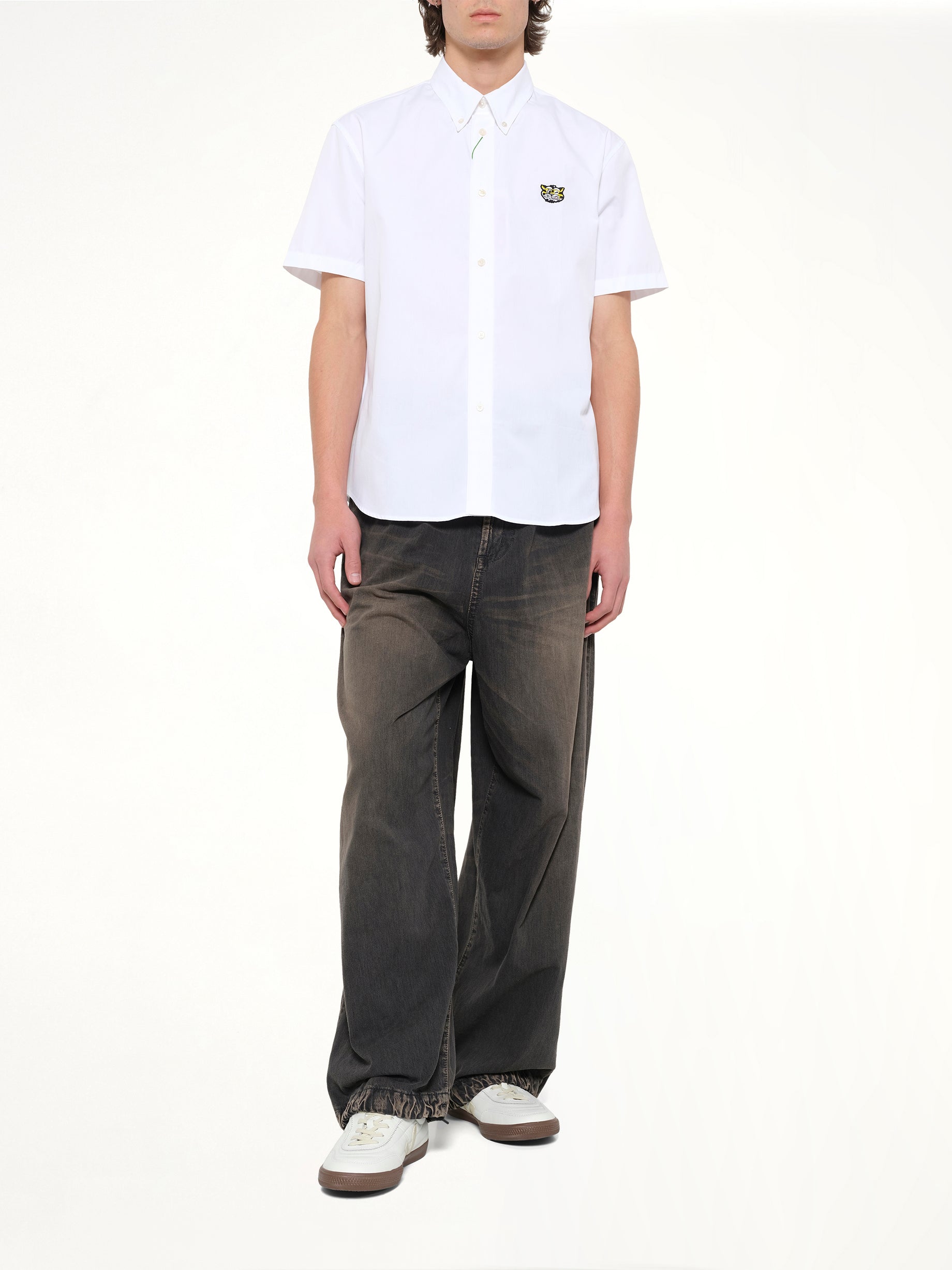 Kenzo Wild Tiger Crest Short Sleeve Shirt in White