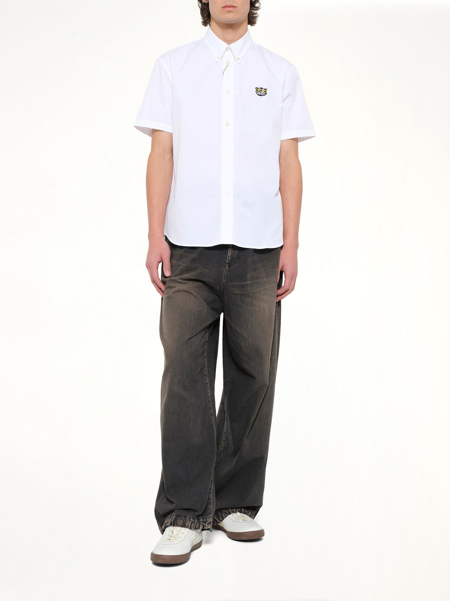 Kenzo Wild Tiger Crest Short Sleeve Shirt in White