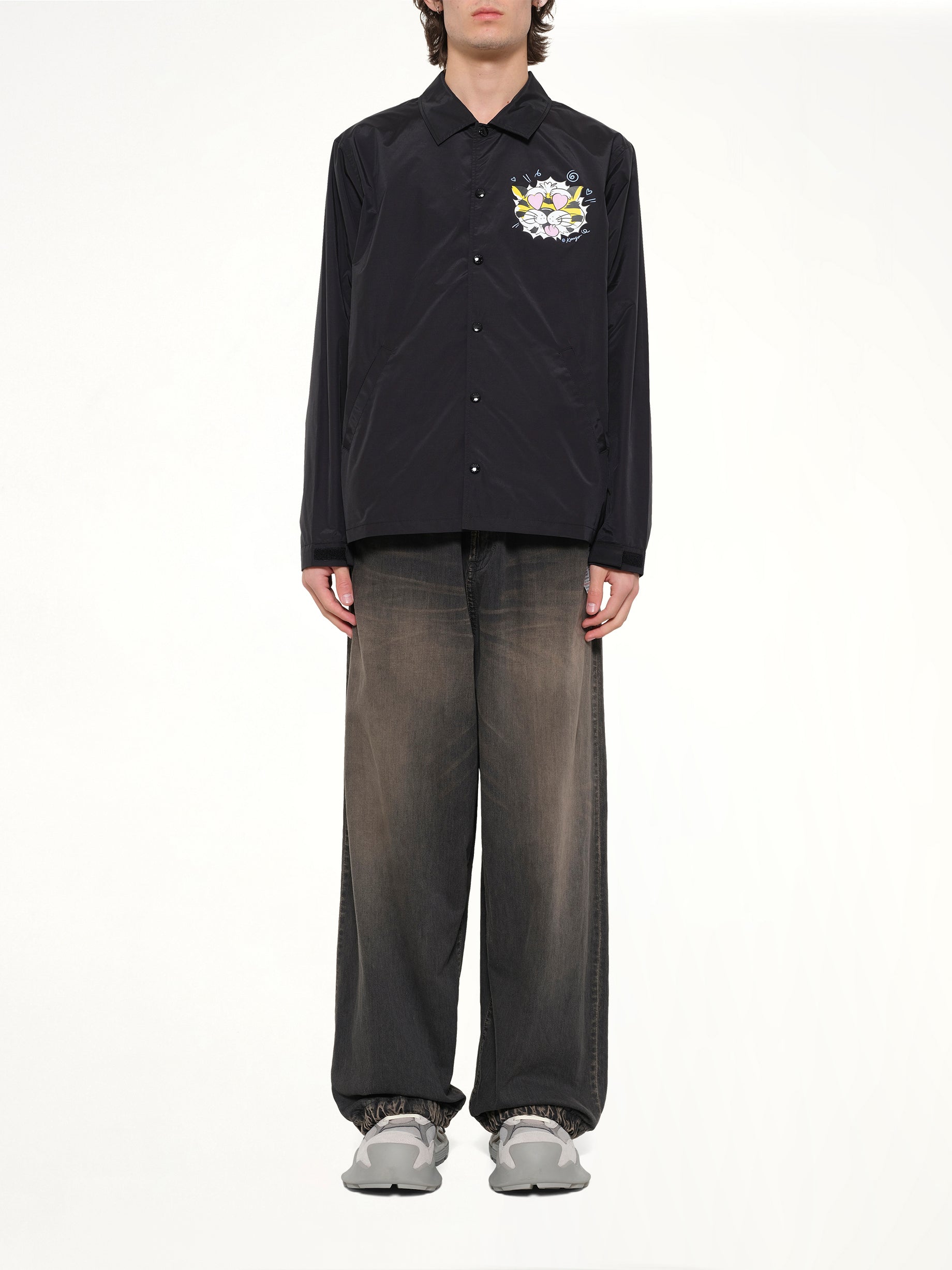 KENZO , Kenzo Wild Tiger Light Coach Jacket in Black Model View from MARAIS