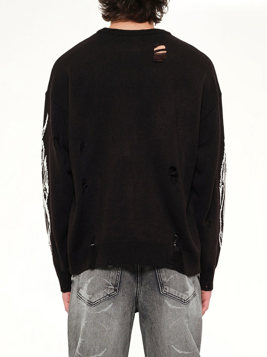 TC Chrome Skull Knit Sweater in Black