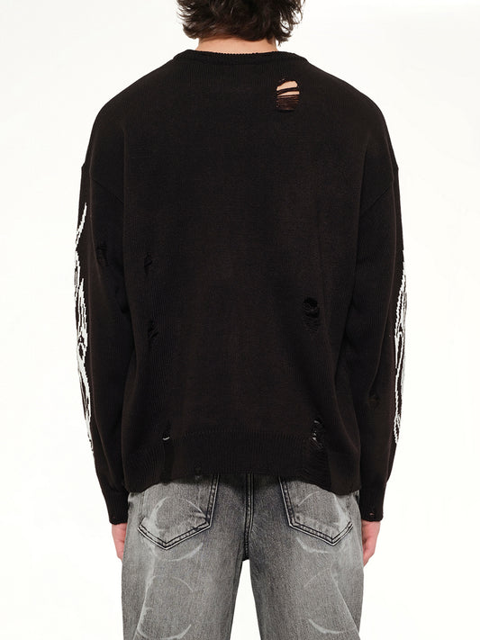 TC Chrome Skull Knit Sweater in Black