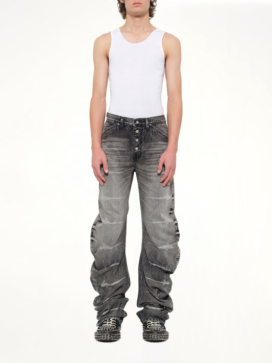 TC Laser Washed Parkour Denim Pants in Black