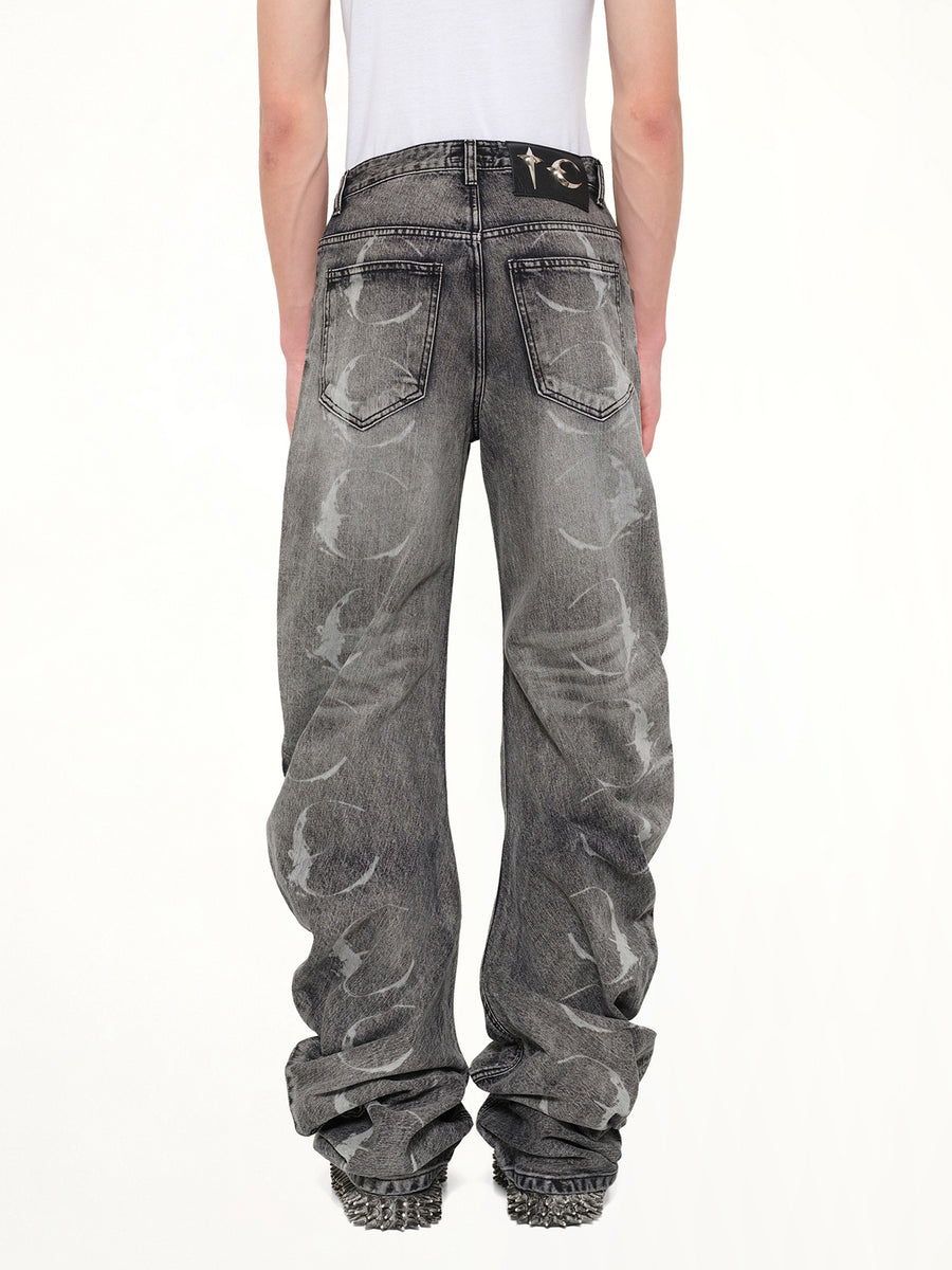 TC Laser Washed Parkour Denim Pants in Black