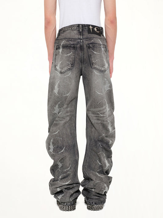 TC Laser Washed Parkour Denim Pants in Black