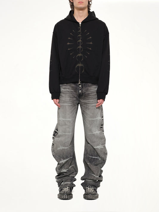 TC Ribcage Zip-Up Hoodie in Black