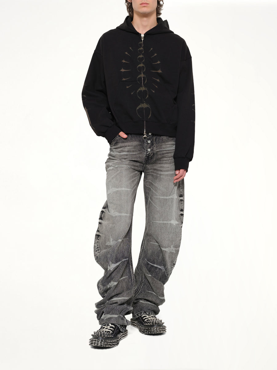 TC Ribcage Zip-Up Hoodie in Black
