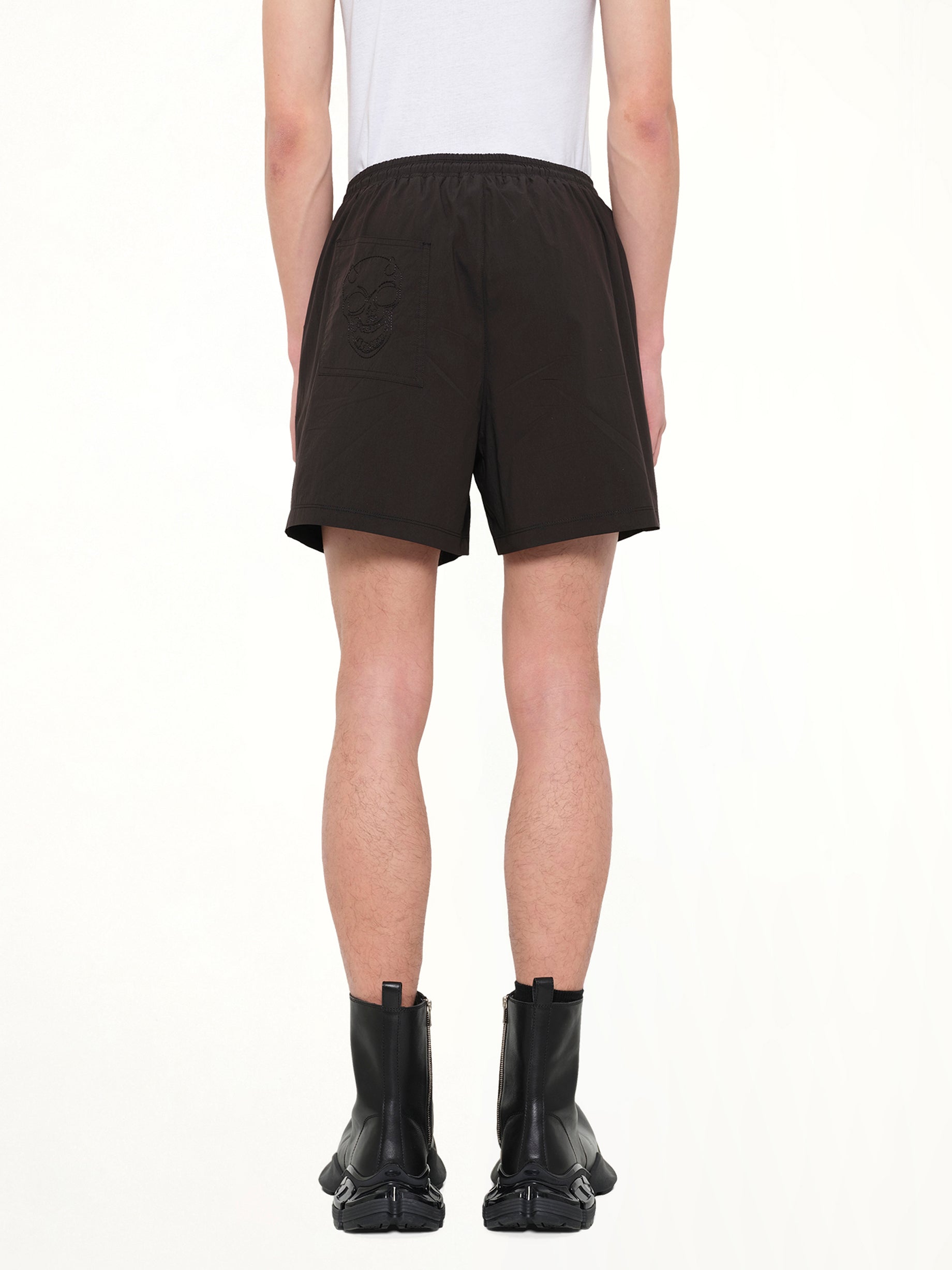 THUG CLUB TC Riding Skull Hybrid Shorts in Black Back View from MARAIS