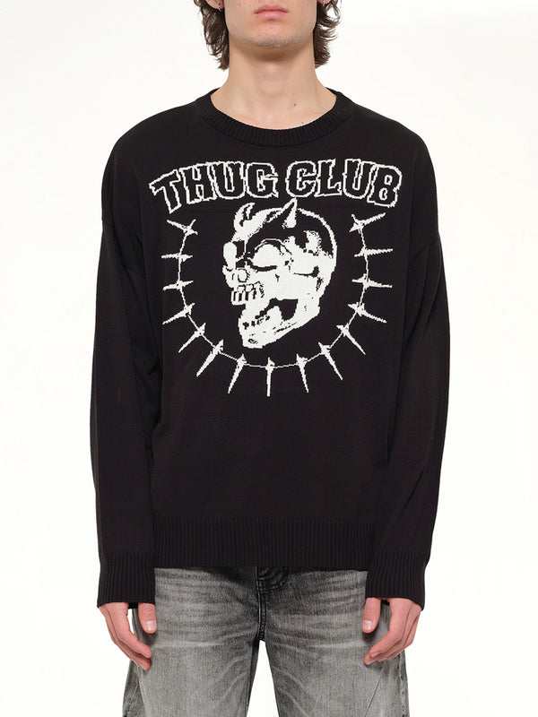 TC Riding Skull Knit Sweater in Black