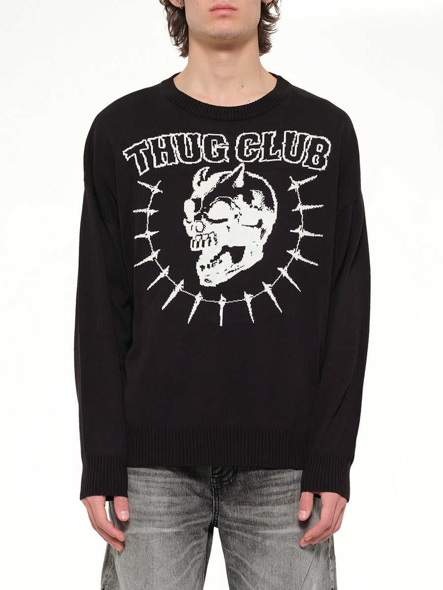TC Riding Skull Knit Sweater in Black